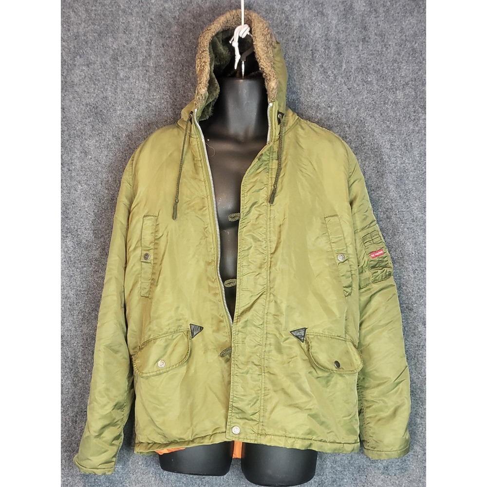 Toy Machine Olive Green Hooded Faux Fur‎ Trimmed Padded Nylon Winter Jacket Sz S